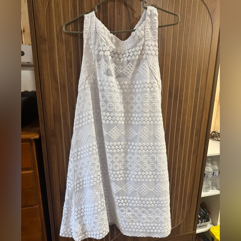Donna Morgan White Cowl Neck Dress